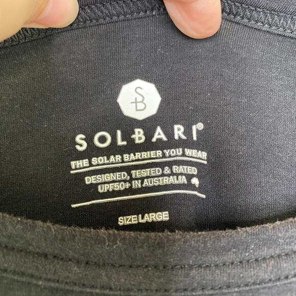 Solbari Black UPF 50+ Long Sleeve T-Shirt with Thumb Holes Size Large - Picture 4 of 9